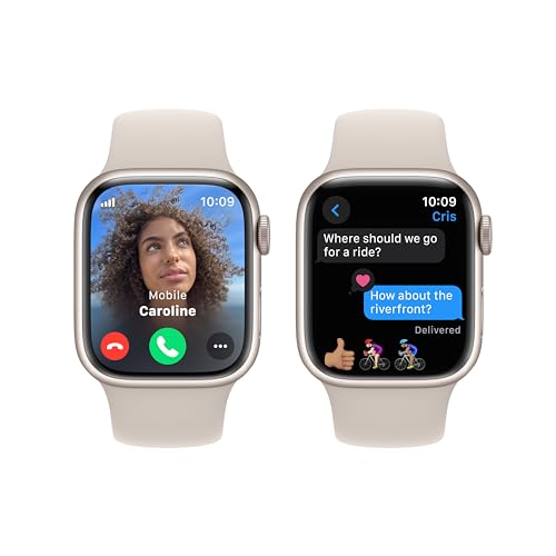Apple Watch Series 9 (GPS+Cellular) 41mm Aluminum Case w/ Starlight Sport Band (S/M) - MRHN3LW/A