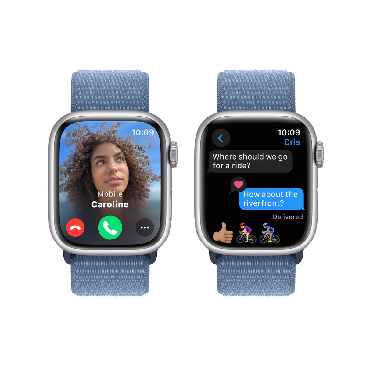 Apple Watch Series 9 (GPS) 41mm Silver Aluminum Case w/ Winter Blue Sport Loop - MR923LW/A