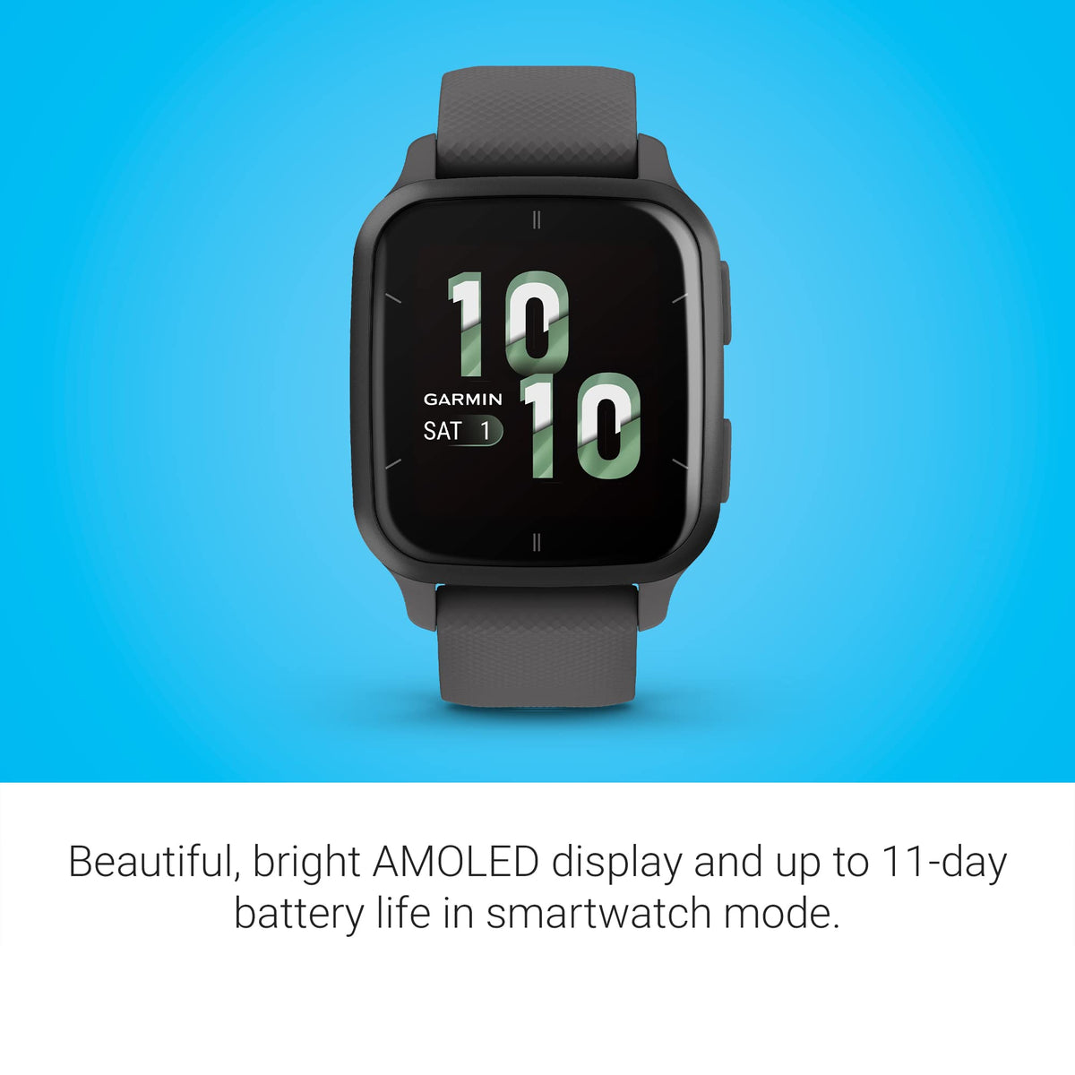 Garmin Venu Sq 2 GPS 40mm Slate Aluminum with Shadow Gray Case w/ Gray Silicone Band - 010-02701-00