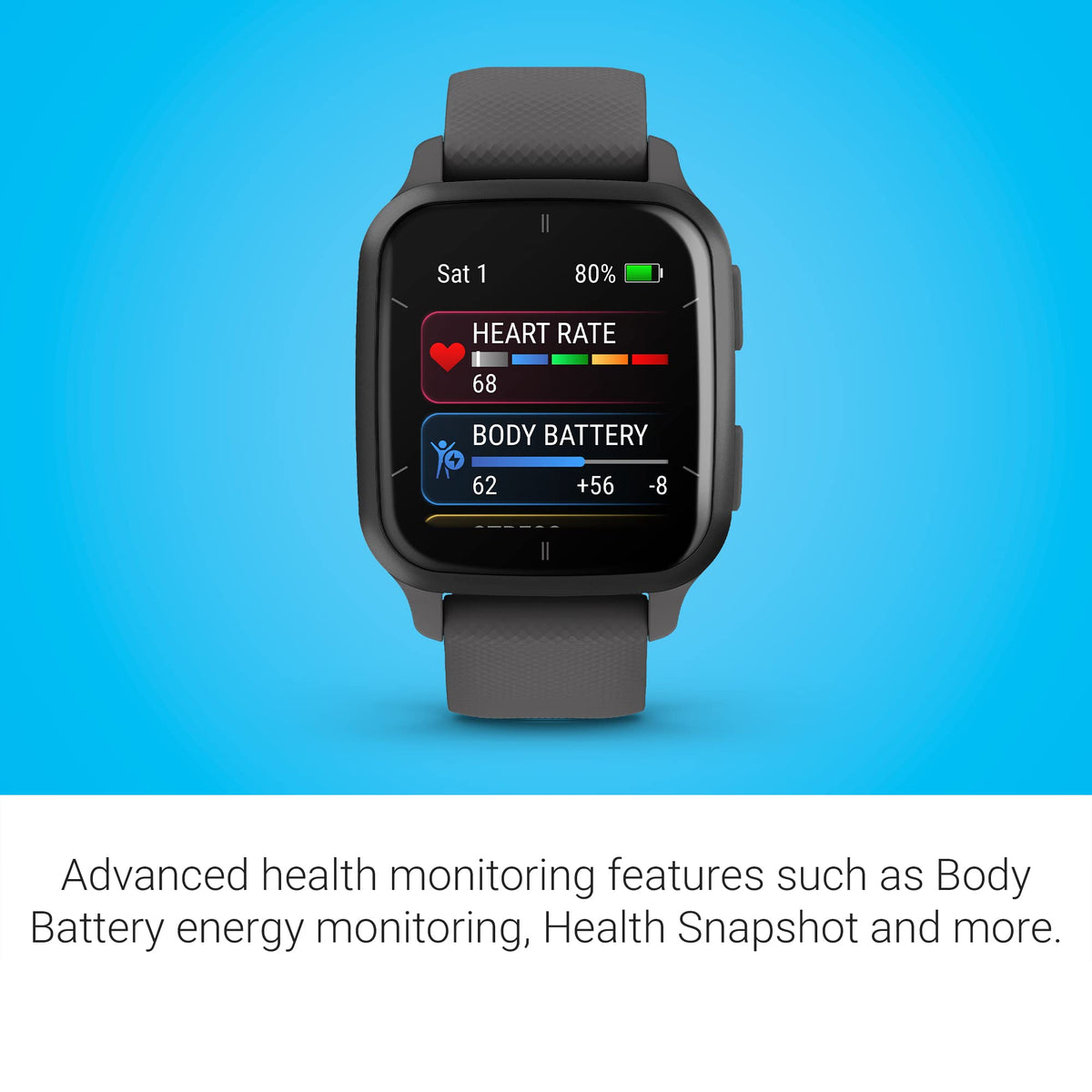 Garmin Venu Sq 2 GPS 40mm Slate Aluminum with Shadow Gray Case w/ Gray Silicone Band - 010-02701-00