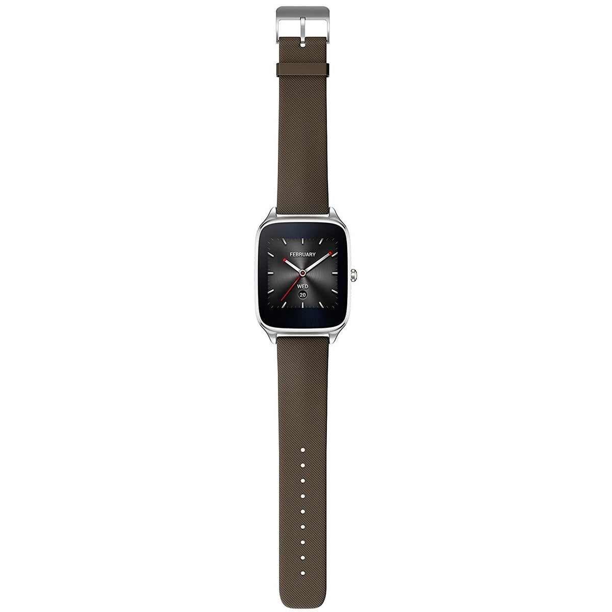 ASUS - ZenWatch 2 Smartwatch Stainless Steel plate w/ Brown band - WI501Q-1B-GB2