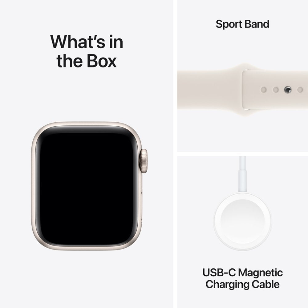 Apple Watch SE 2nd Generation (GPS) 40mm Aluminum Case with Starlight Sport Band - S/M - Starlight -