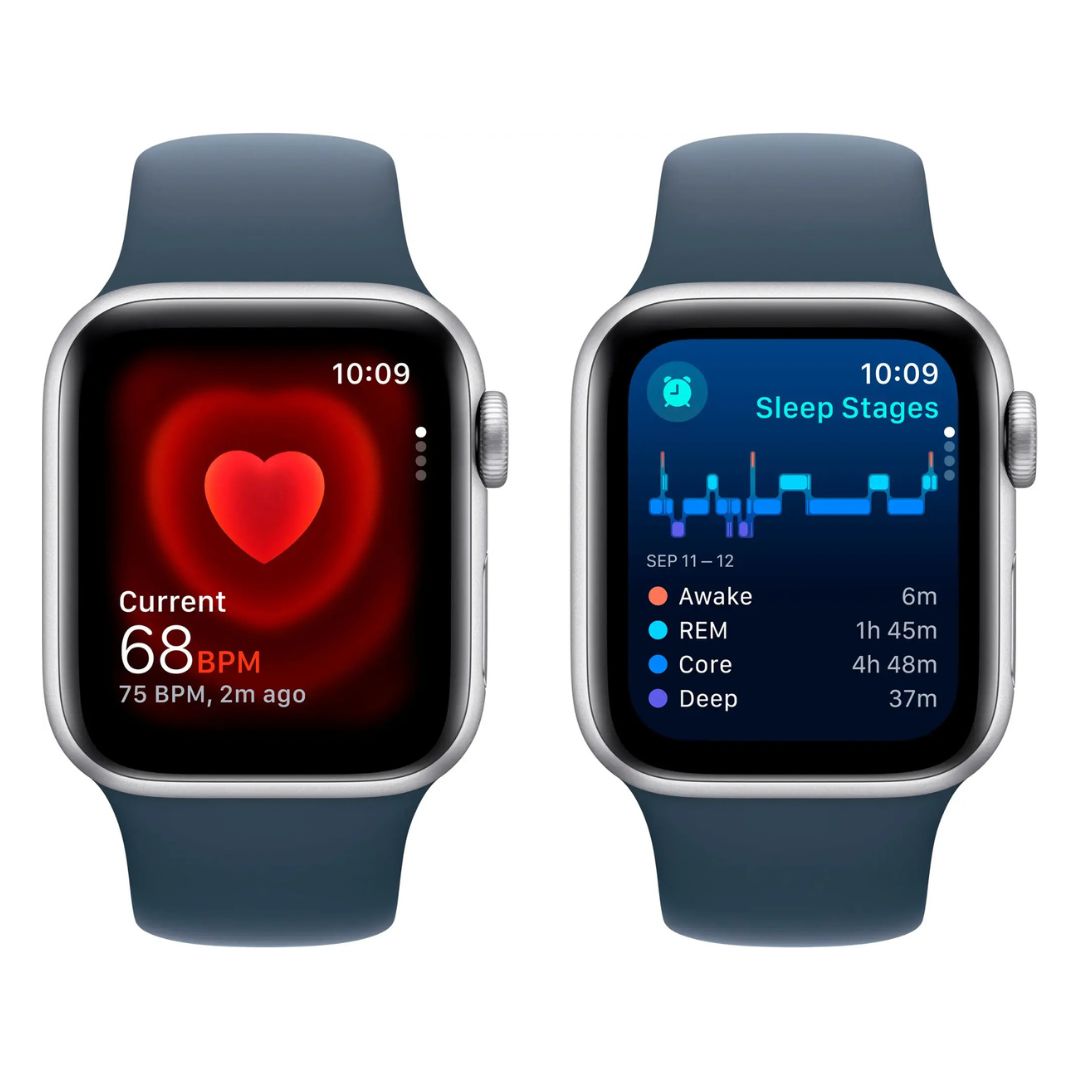 Apple Watch SE 2nd Gen (GPS+Cell) ? 40mm Silver Aluminum Case with Storm Blue Sport Band (M/L) ? MRGL3LL/A (2022)