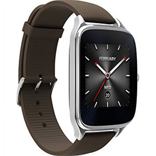 ASUS - ZenWatch 2 Smartwatch Stainless Steel plate w/ Brown band - WI501Q-1B-GB2