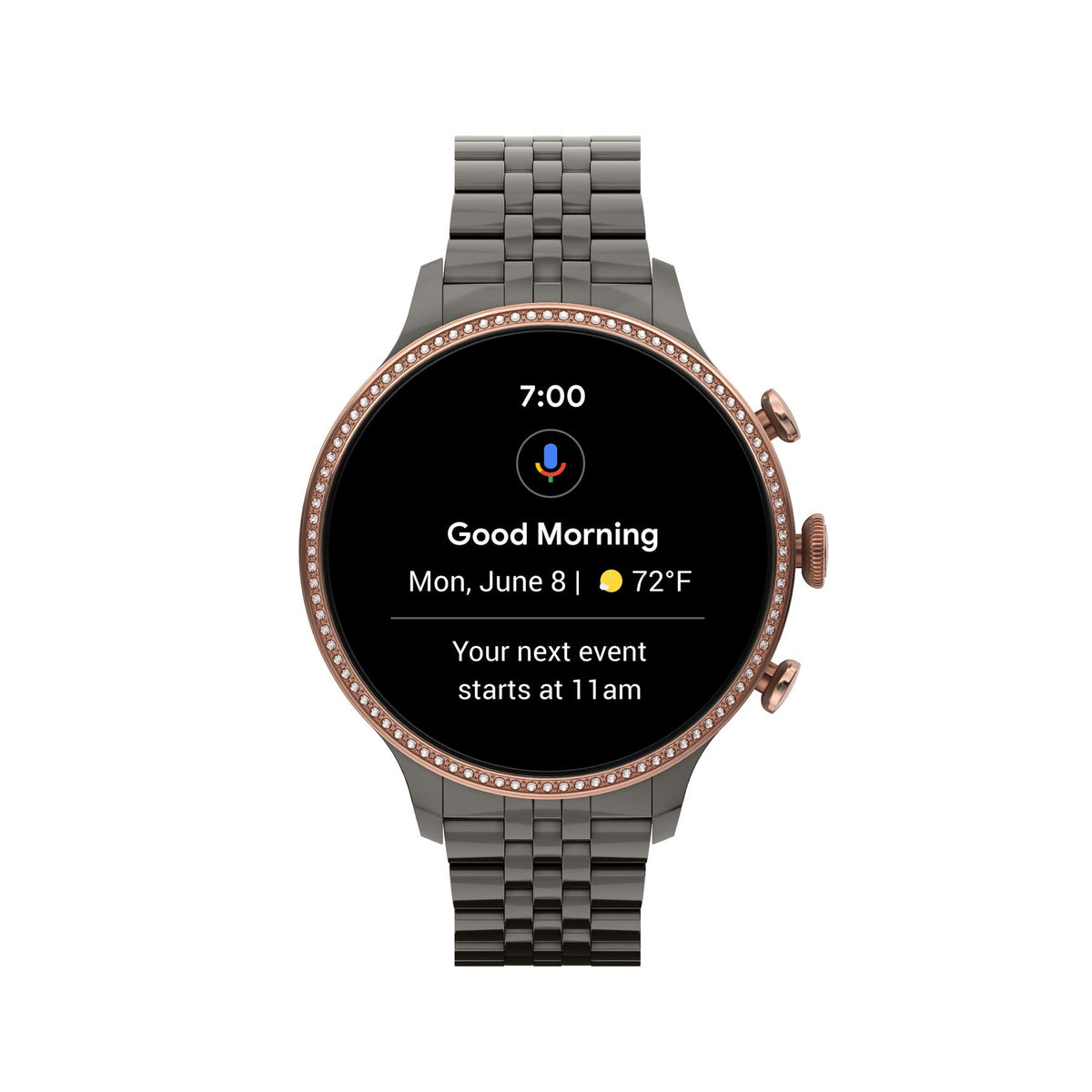 Fossil - Gen 6 Smartwatch 42mm Gunmetal Stainless Steel - Gunmetal/Rose Gold - FTW6078V