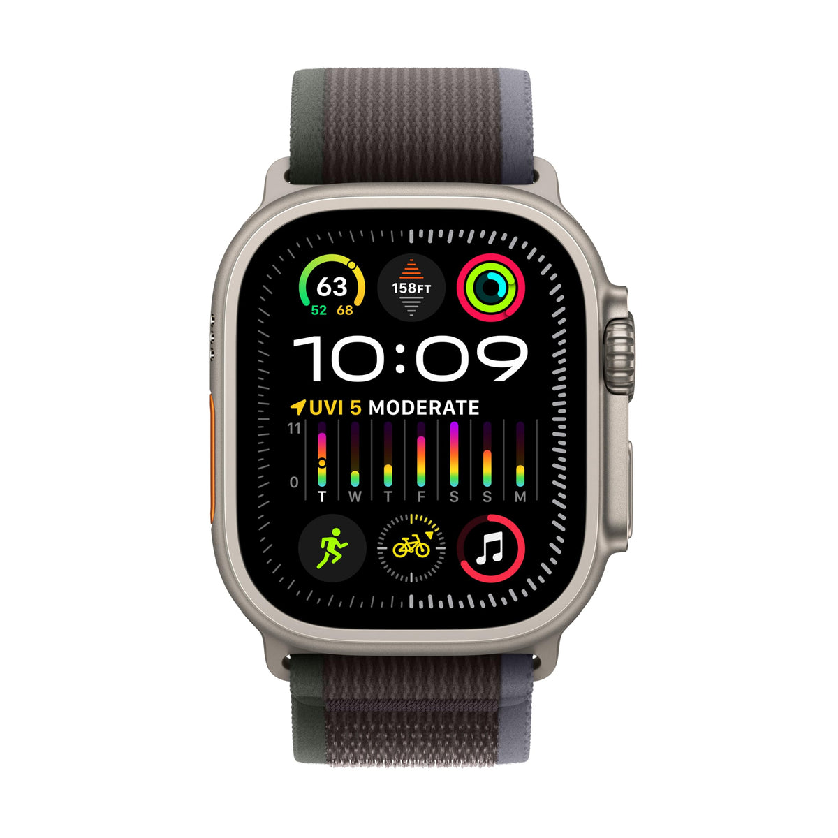Apple Watch Ultra 2 (GPS + Cellular) 49mm Titanium Case with Blue/Black Trail Loop (Small/Medium) - MRF53LW/A