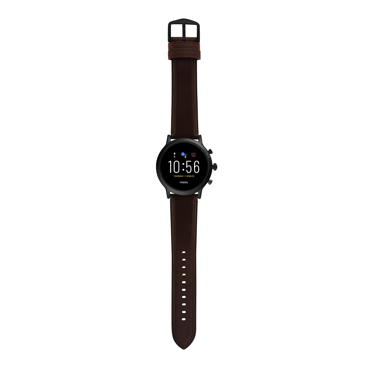 Fossil - Gen 5 Smartwatch 44mm Stainless Steel - Black with Brown Leather Band - FTW4026