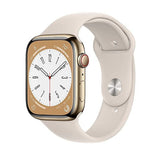 Apple Watch Series 8 (GPS + Cellular) 45mm Gold Stainless Steel Case with Starlight Sportband - S/M - MNVX3LL/A
