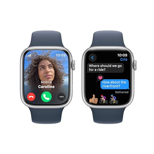 Apple Watch Series 9 (GPS + Cell) 45mm Silver Aluminum Case w/ Storm Blue Sport Band - S/M