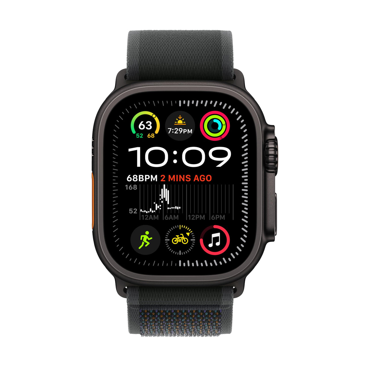 Apple Watch Ultra 2 (GPS + Cell) 49mm Black Titanium Case w/ Black Trail Loop S/M
