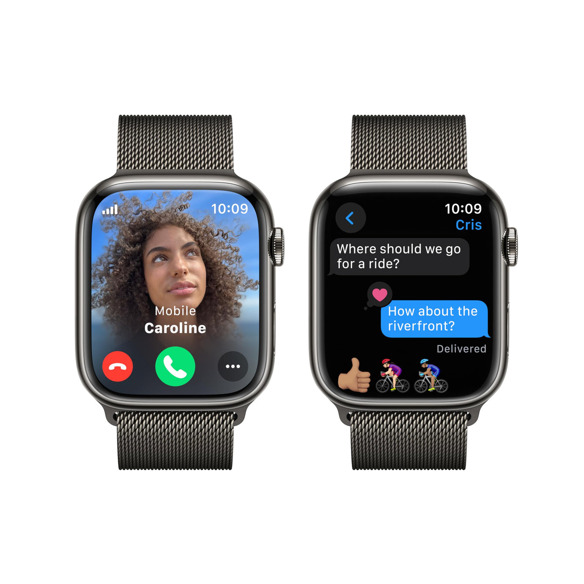 Apple Watch Series 9 [GPS + Cellular] 45mm Graphite Stainless Steel w/ Graphite Milanese Loop
