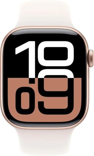 Apple Watch Series 10 - (GPS + Cellular) - 42mm Rose Gold Aluminum Case with Light Blush Sport Band - S/M - MWX93LW/