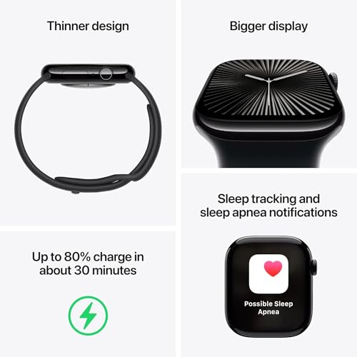 Apple Watch Series 10 - (GPS + Cellular) - 42mm Rose Gold Aluminum Case with Light Blush Sport Band - S/M - MWX93LW/