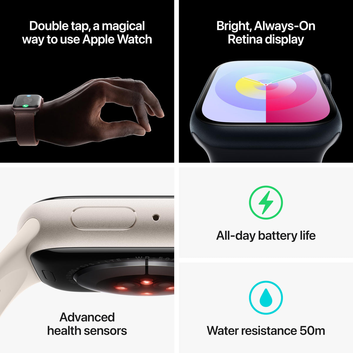 Apple Watch 9 (GPS+Cell) 41mm Stainless Steel Case with Sport Band - Graphite