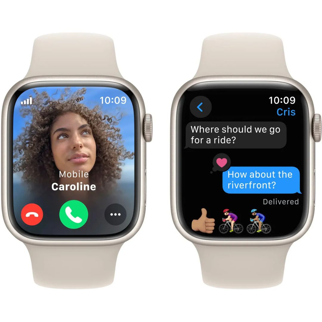 Apple Watch Series 9 (GPS+Cell) 45mm Aluminum Case - Starlight Sport Band (M/L) - Starlight
