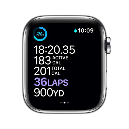 Apple Watch Series 6 (GPS+Cellular) 44mm Stainless Steel w/White Sports Band - M07L3LL/A