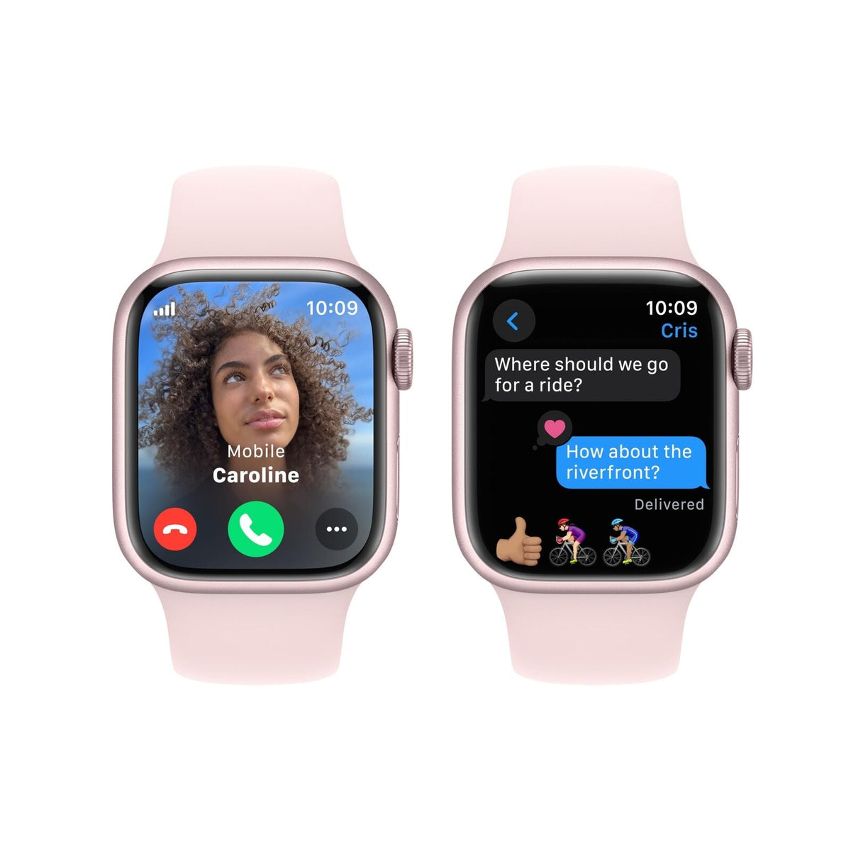 Apple Watch Series 9 (GPS + Cellular) 41mm Aluminum Case with Light Pink Sport Band - S/M - Pink