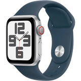 Apple Watch SE 2nd Gen (GPS+Cell) ? 40mm Silver Aluminum Case with Storm Blue Sport Band (M/L) ? MRGL3LL/A (2022)