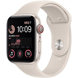 Apple Watch SE (2nd Gen) (GPS + Cellular, 40mm) - Starlight Aluminum Case with Starlight Sport Band, S/M - MNTK3LL/A