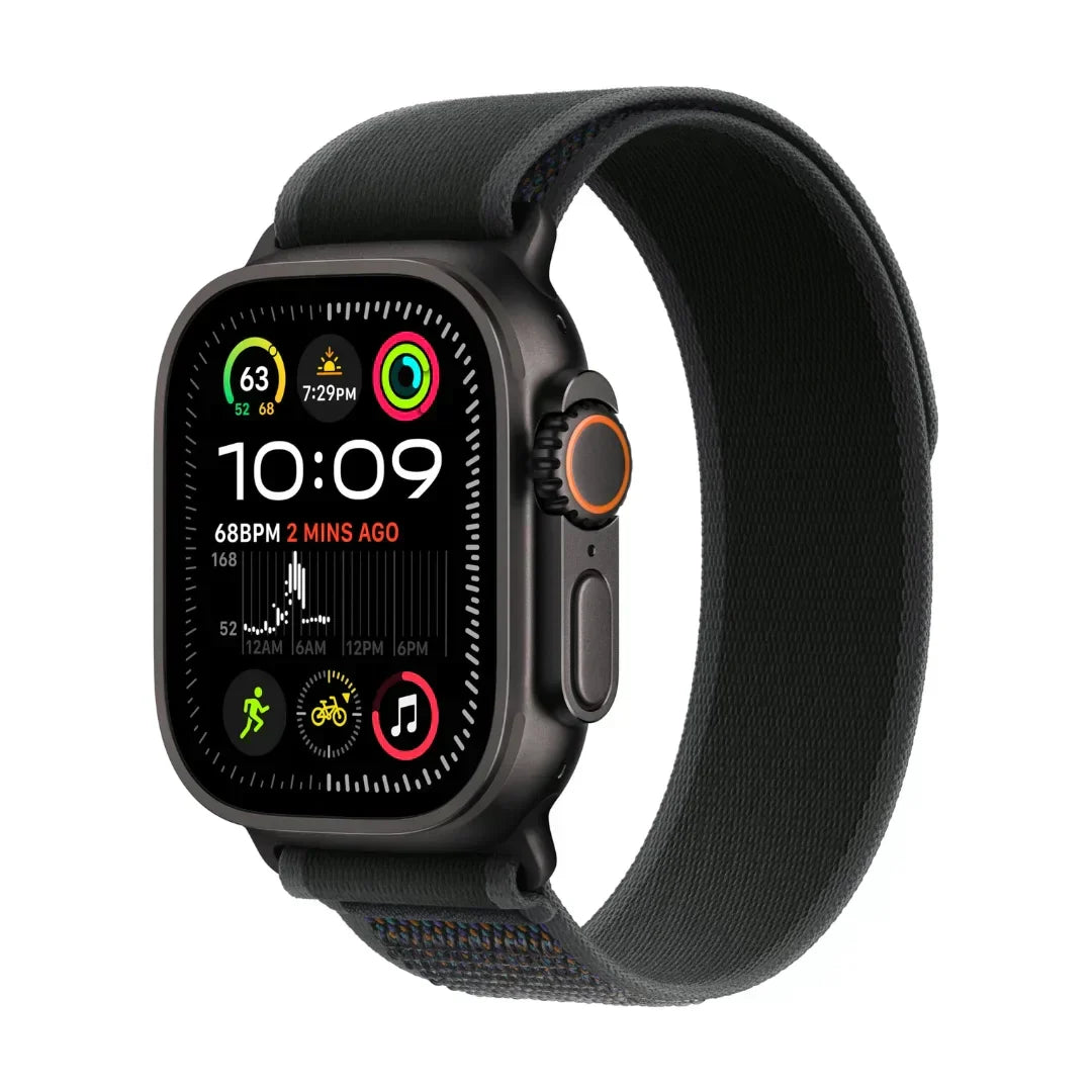 Apple Watch Ultra 2 (GPS + Cell) 49mm Black Titanium Case w/ Black Trail Loop S/M