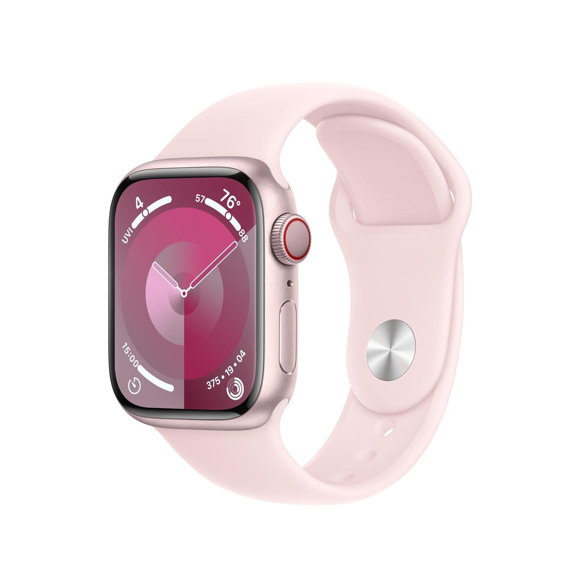 Apple Watch Series 9 (GPS + Cellular) 41mm Aluminum Case with Light Pink Sport Band - S/M - Pink