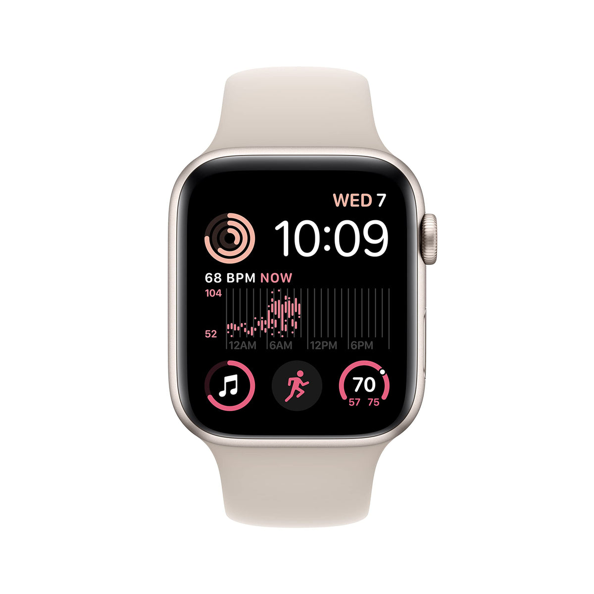 Apple Watch SE 2nd Generation (GPS) 44mm Aluminum Case with Starlight Sport Band - S/M - MNTD3LL/A